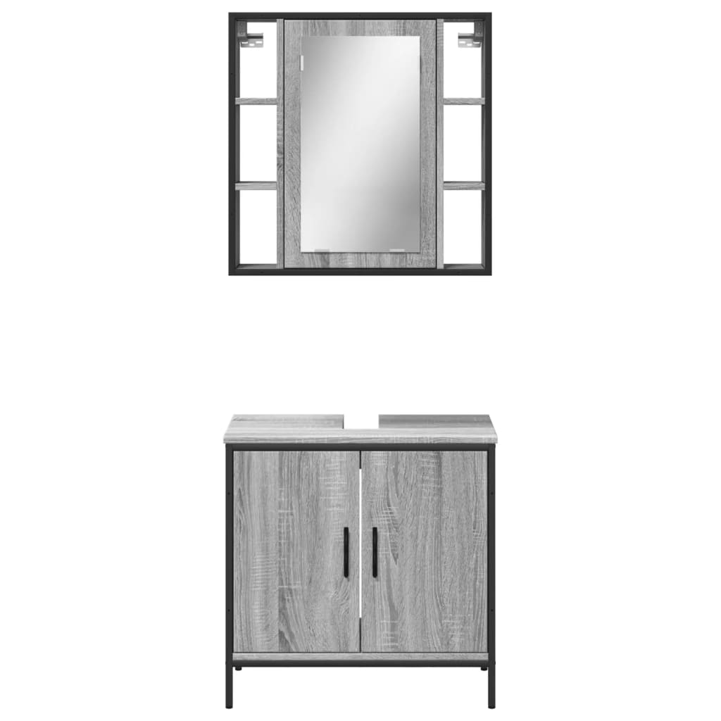vidaXL Set mobilier de baie, 2 piese, gri sonoma, lemn prelucrat vidaXL Set mobilier de baie, 2 piese, gri sonoma, lemn prelucrat