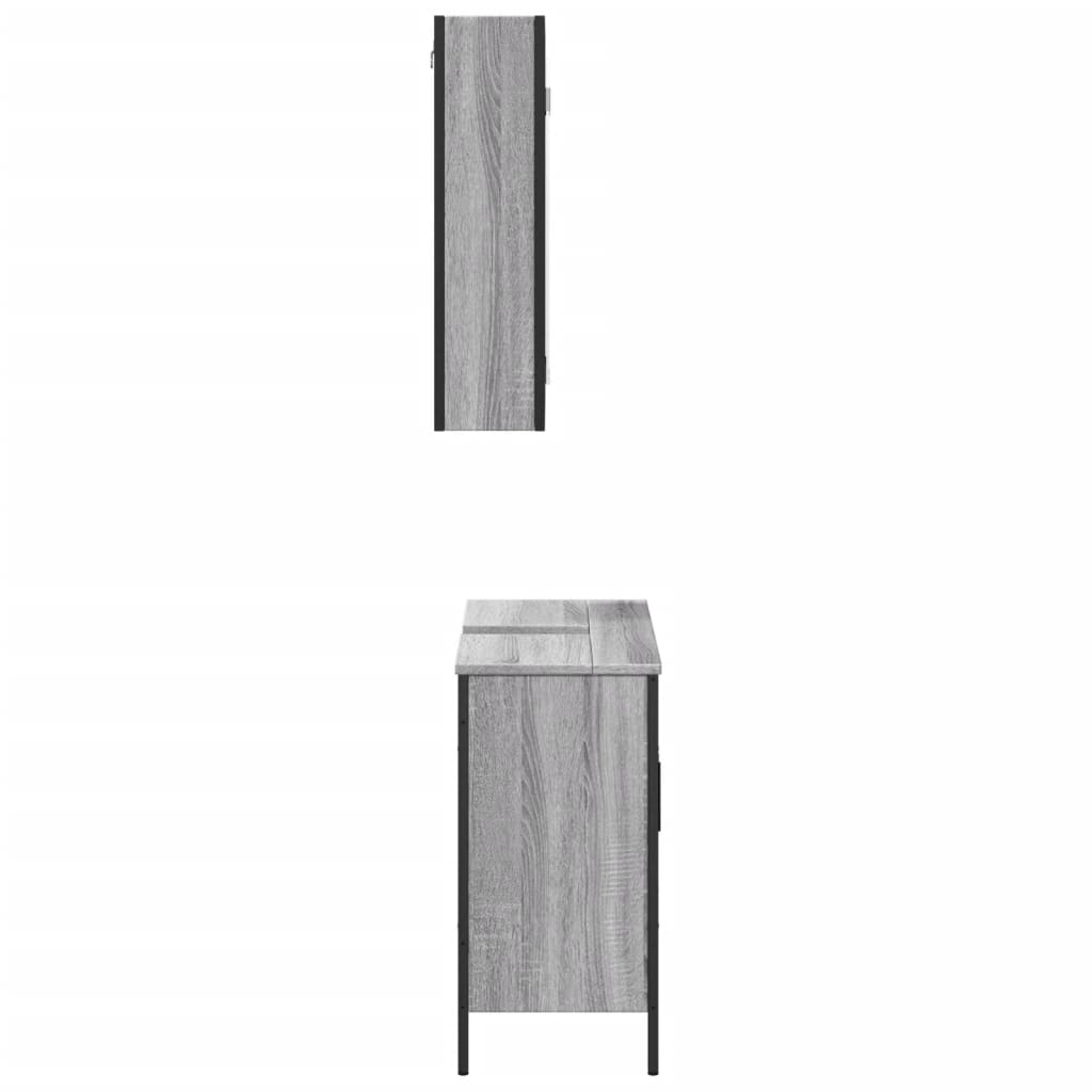 vidaXL Set mobilier de baie, 2 piese, gri sonoma, lemn prelucrat vidaXL Set mobilier de baie, 2 piese, gri sonoma, lemn prelucrat