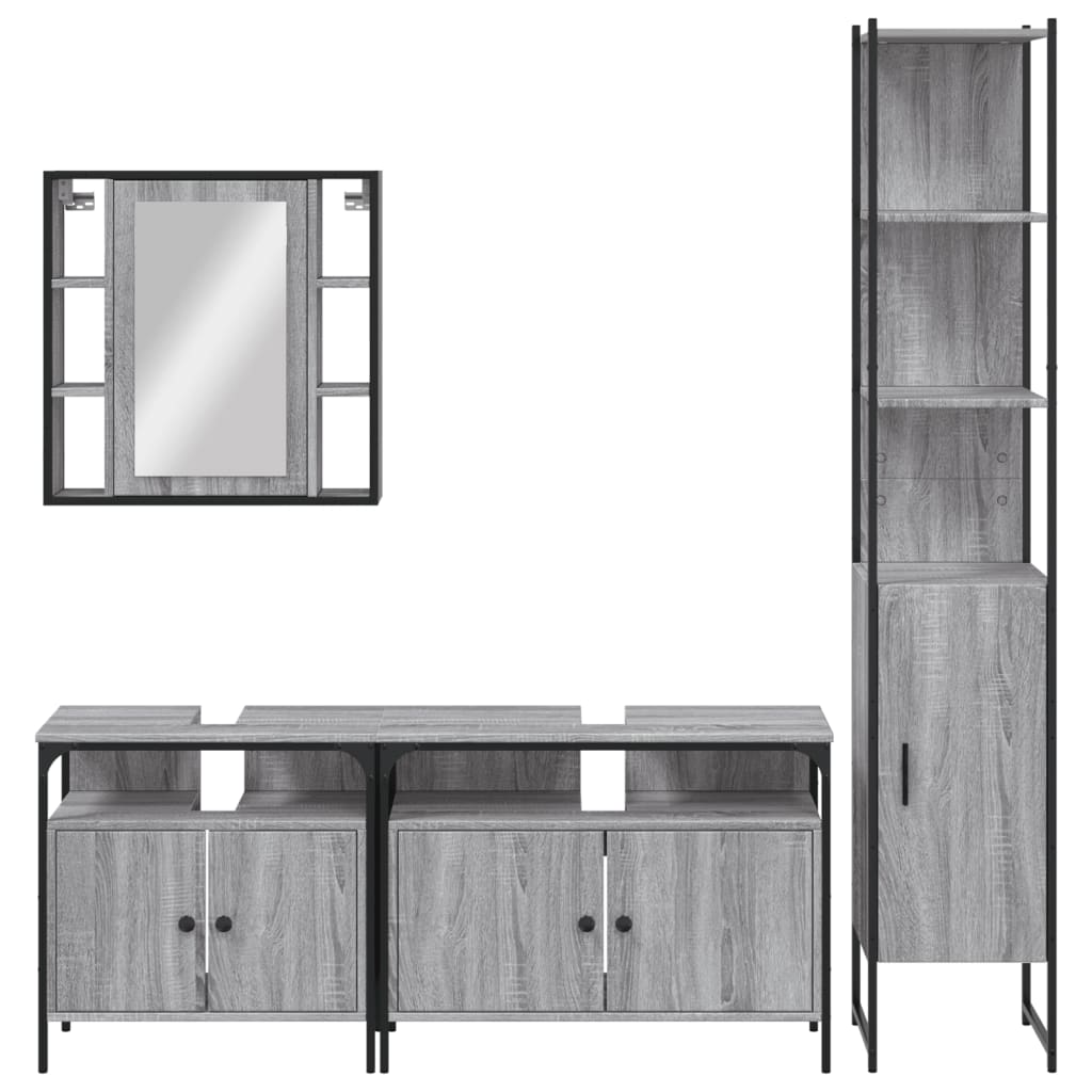 vidaXL Set dulapuri de baie, 4 piese, gri sonoma, lemn prelucrat vidaXL Set dulapuri de baie, 4 piese, gri sonoma, lemn prelucrat