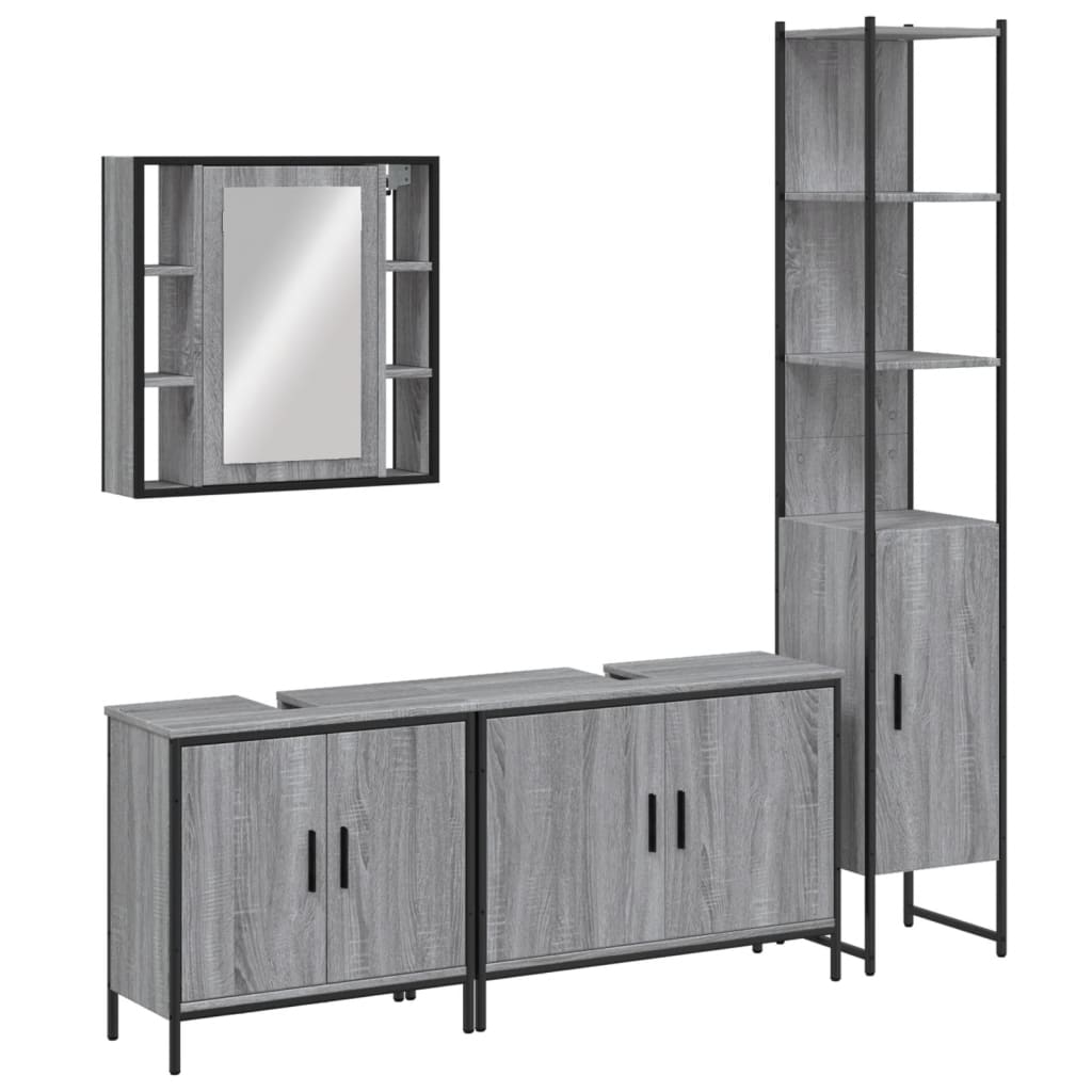 vidaXL Set dulapuri de baie, 4 piese, gri sonoma, lemn prelucrat vidaXL Set dulapuri de baie, 4 piese, gri sonoma, lemn prelucrat
