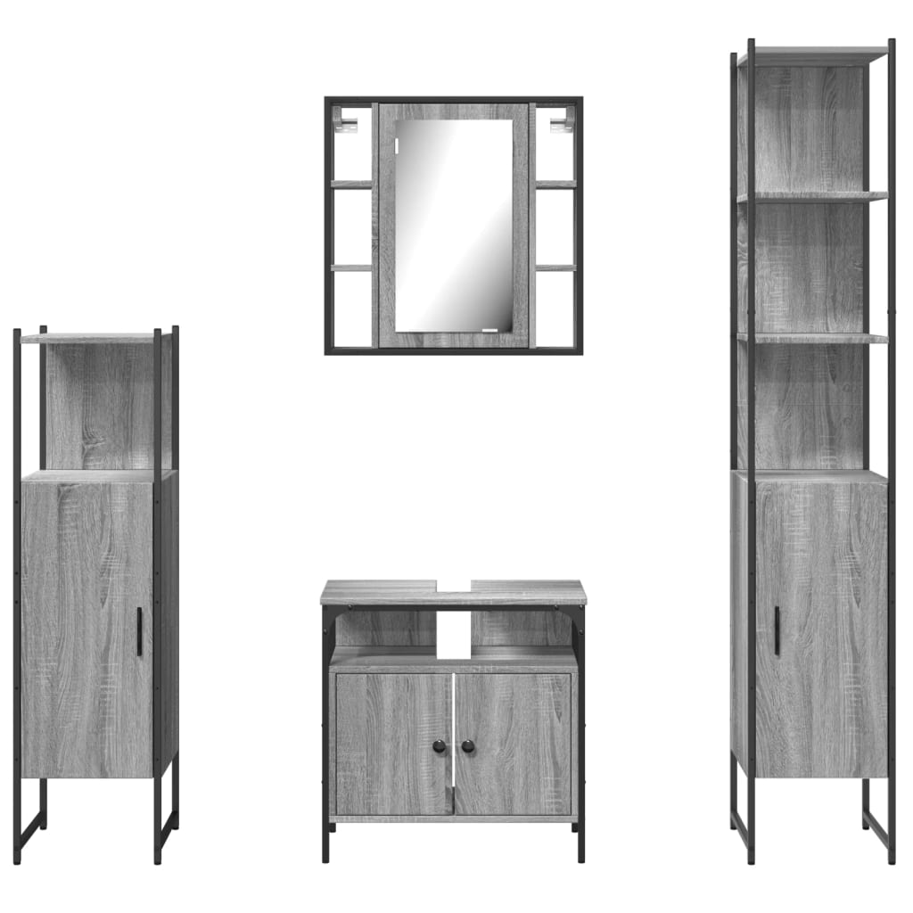vidaXL Set dulapuri de baie, 4 piese, gri sonoma, lemn prelucrat vidaXL Set dulapuri de baie, 4 piese, gri sonoma, lemn prelucrat