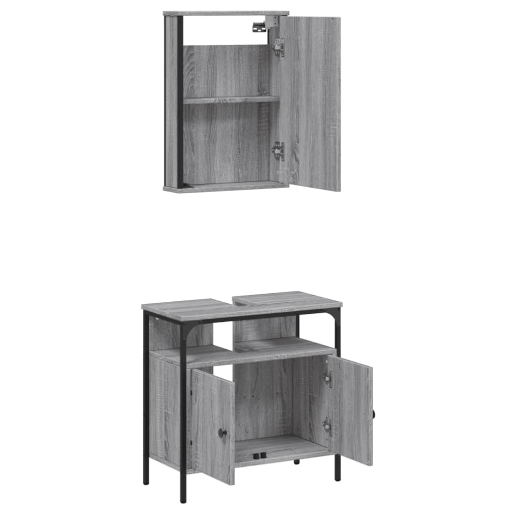 vidaXL Set mobilier de baie, 2 piese, gri sonoma, lemn prelucrat vidaXL Set mobilier de baie, 2 piese, gri sonoma, lemn prelucrat