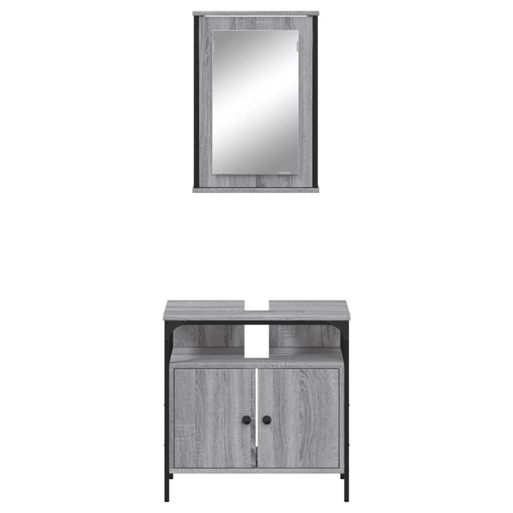 vidaXL Set mobilier de baie, 2 piese, gri sonoma, lemn prelucrat vidaXL Set mobilier de baie, 2 piese, gri sonoma, lemn prelucrat