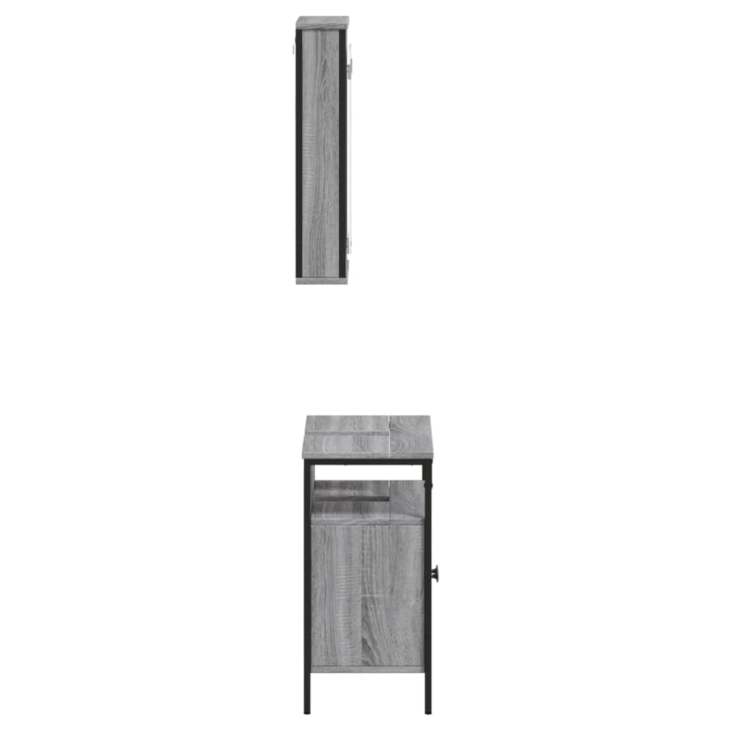 vidaXL Set mobilier de baie, 2 piese, gri sonoma, lemn prelucrat vidaXL Set mobilier de baie, 2 piese, gri sonoma, lemn prelucrat