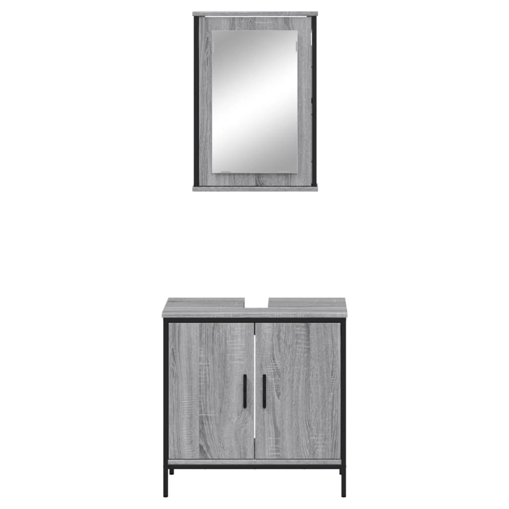 vidaXL Set mobilier de baie, 2 piese, gri sonoma, lemn prelucrat vidaXL Set mobilier de baie, 2 piese, gri sonoma, lemn prelucrat