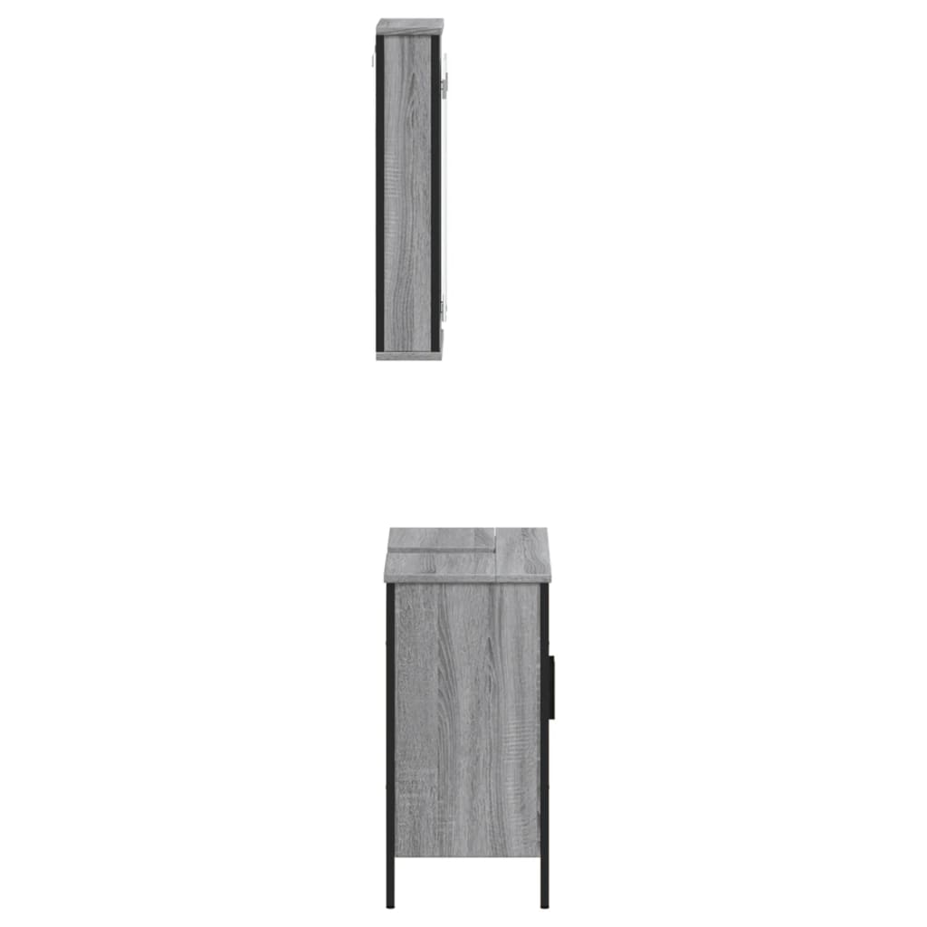 vidaXL Set mobilier de baie, 2 piese, gri sonoma, lemn prelucrat vidaXL Set mobilier de baie, 2 piese, gri sonoma, lemn prelucrat