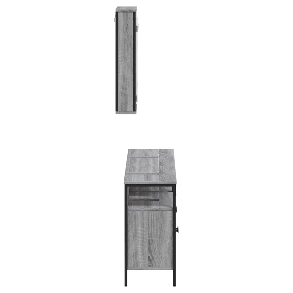 vidaXL Set mobilier de baie, 3 piese, gri sonoma, lemn prelucrat vidaXL Set mobilier de baie, 3 piese, gri sonoma, lemn prelucrat