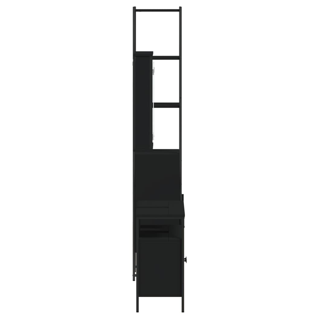 vidaXL Set mobilier de baie, 3 piese, negru, lemn compozit vidaXL Set mobilier de baie, 3 piese, negru, lemn compozit