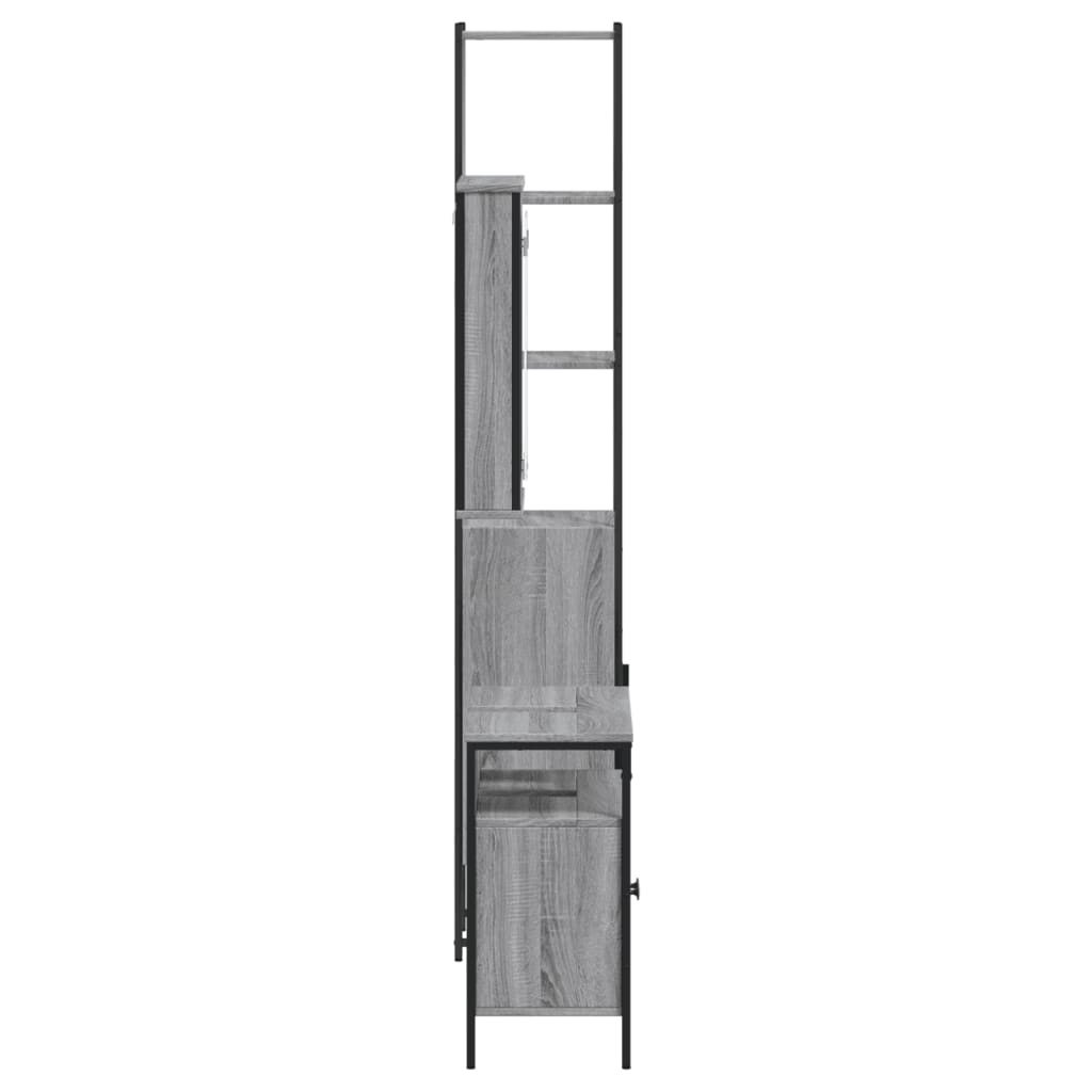 vidaXL Set mobilier de baie, 3 piese, gri sonoma, lemn prelucrat vidaXL Set mobilier de baie, 3 piese, gri sonoma, lemn prelucrat