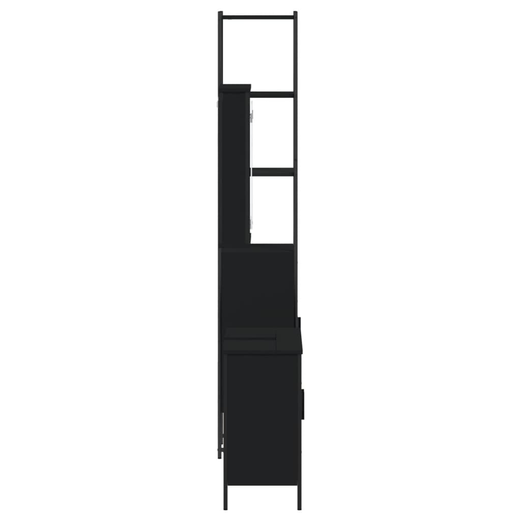 vidaXL Set mobilier de baie, 3 piese, negru, lemn compozit vidaXL Set mobilier de baie, 3 piese, negru, lemn compozit