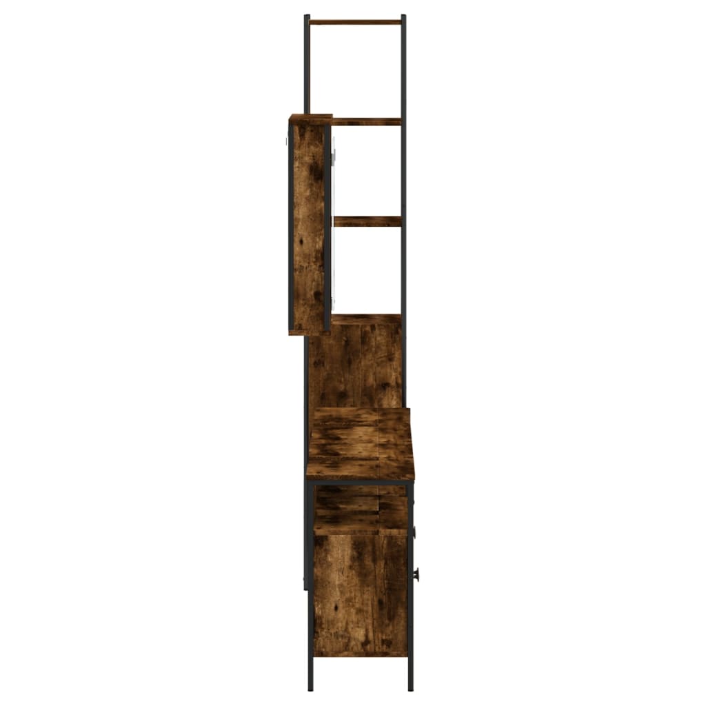 vidaXL Set mobilier de baie, 4 piese, stejar fumuriu, lemn prelucrat vidaXL Set mobilier de baie, 4 piese, stejar fumuriu, lemn prelucrat