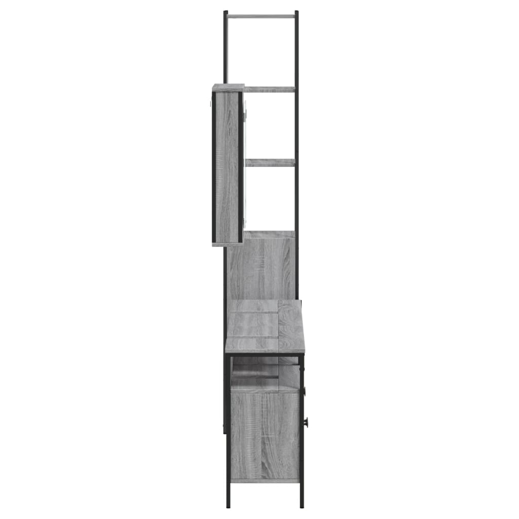 vidaXL Set mobilier de baie, 4 piese, gri sonoma, lemn prelucrat