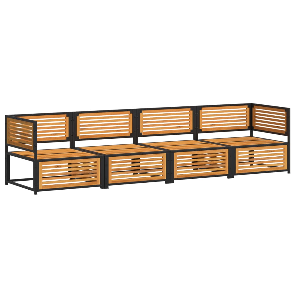 vidaXL Set canapele de grădină cu perne, 4 piese, lemn masiv de acacia