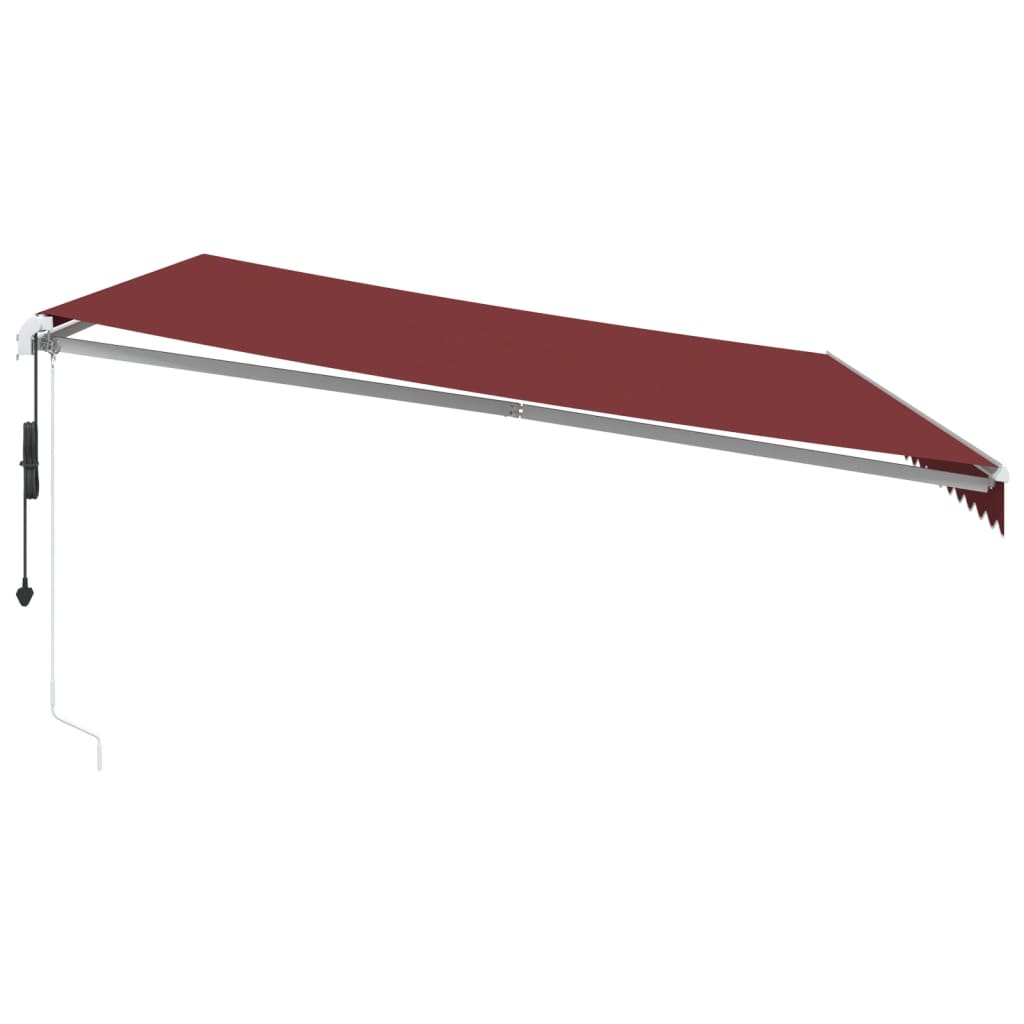 vidaXL Copertina retractabilă automat cu LED, vișiniu, 500x350 cm