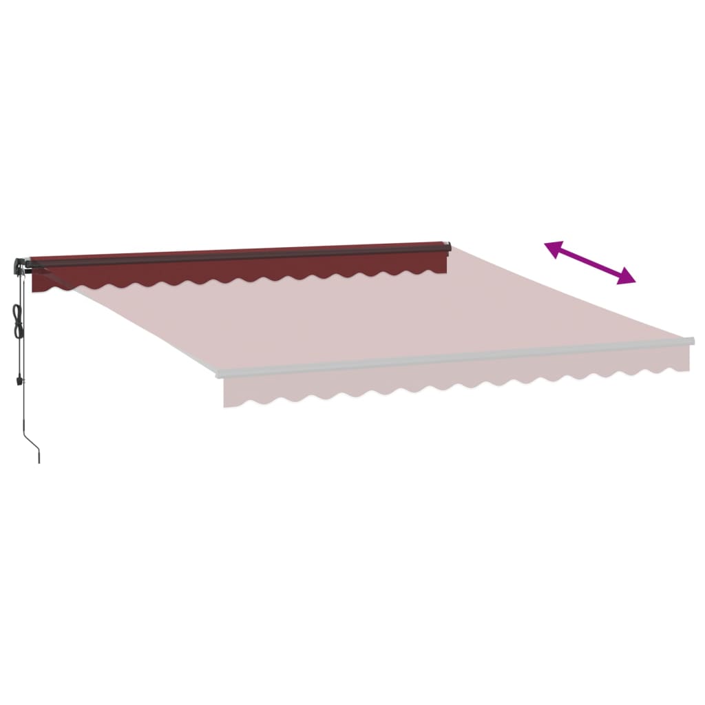 vidaXL Copertina retractabilă automat cu LED-uri, vișiniu, 400x350 cm