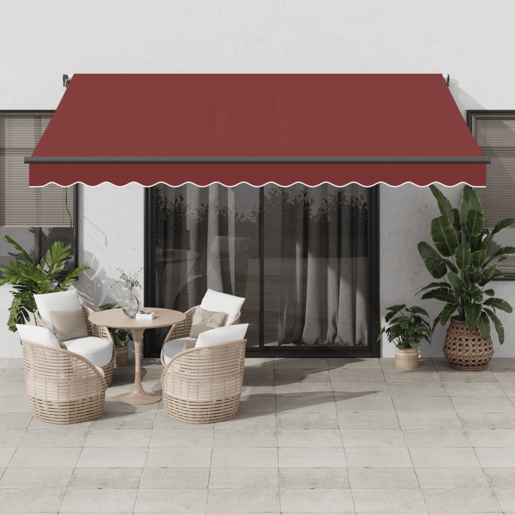 vidaXL Copertina retractabilă automat cu LED-uri, vișiniu, 400x350 cm