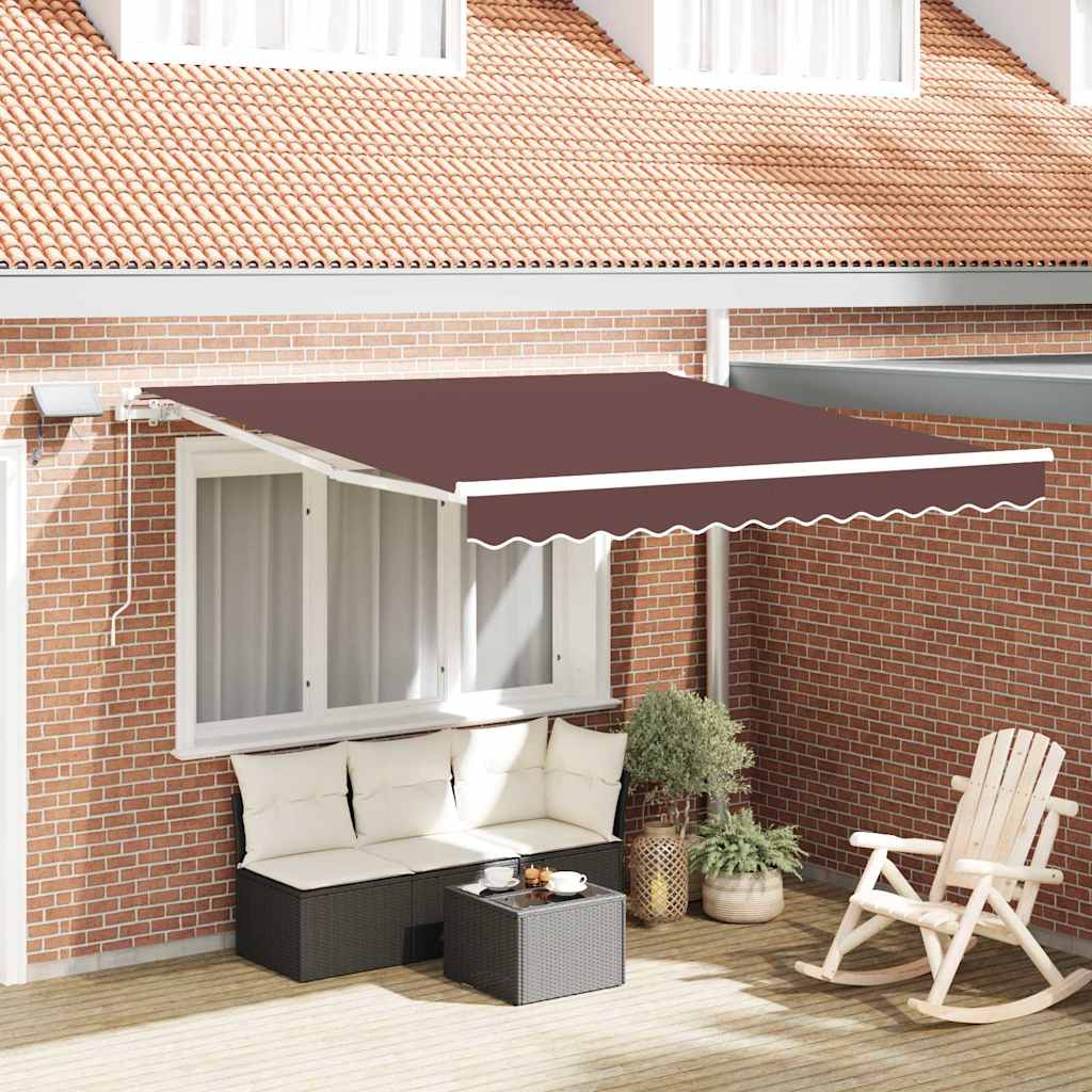 vidaXL Copertină retractabilă manual cu LED, maro, 300x250 cm