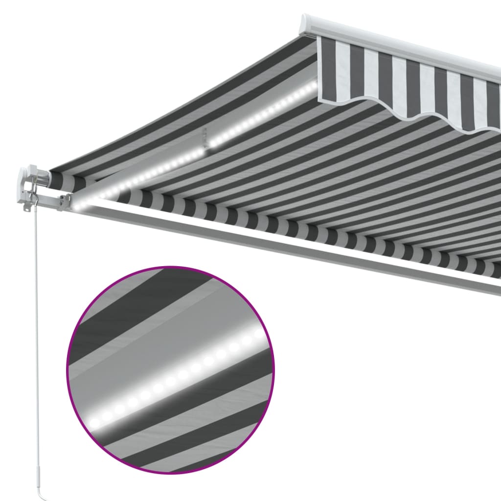 vidaXL Copertină retractabilă manual cu LED, antracit/alb, 300x250 cm