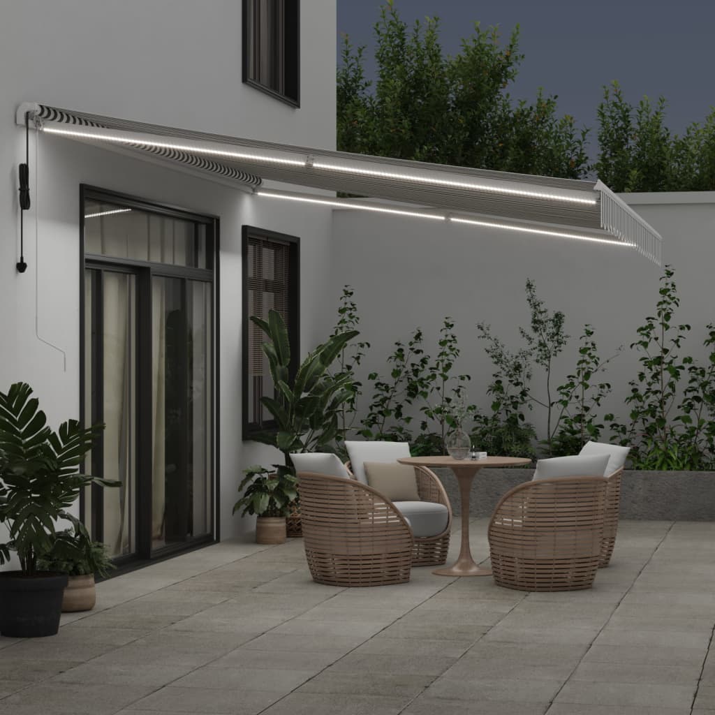 vidaXL Copertină retractabilă automat cu LED, antracit/alb, 500x300 cm