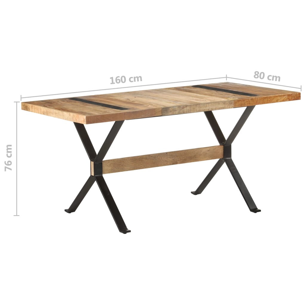 vidaXL Masă de bucătărie, 160 x 80 x 76 cm, lemn de mango nefinisat vidaXL Masă de bucătărie, 160 x 80 x 76 cm, lemn de mango nefinisat