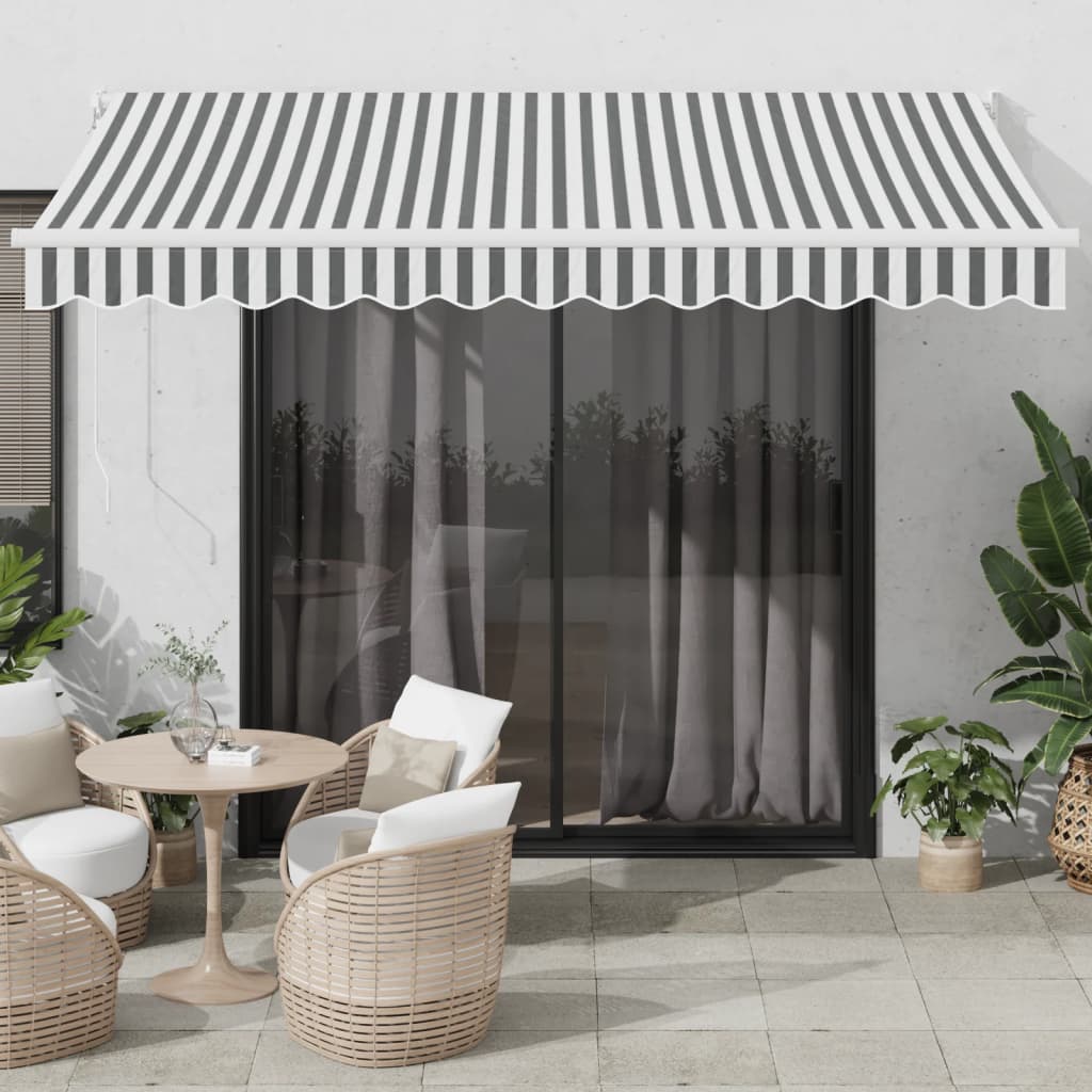 vidaXL Copertină retractabilă antracit/alb, 3,5x2,5 m, textil/aluminiu vidaXL Copertină retractabilă antracit/alb, 3,5x2,5 m, textil/aluminiu