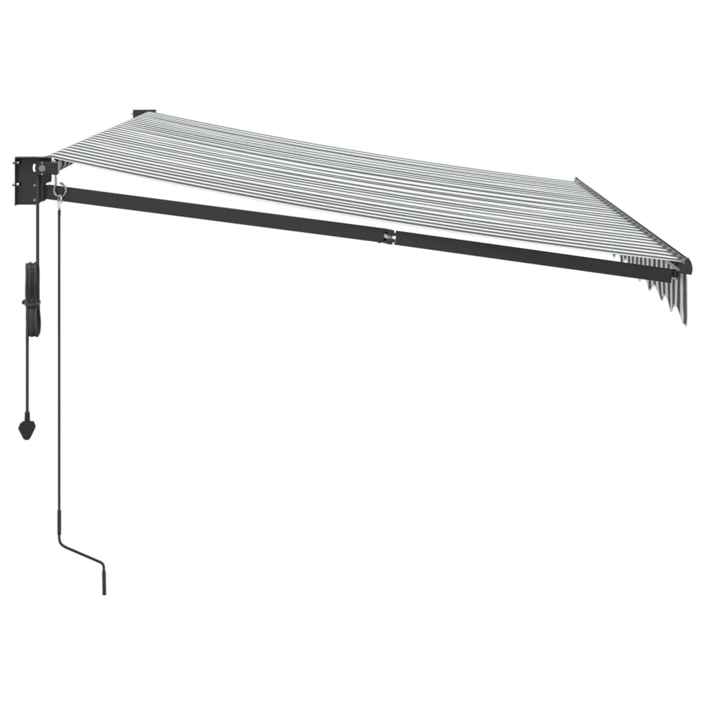 vidaXL Copertină retractabilă antracit/alb, 3x2,5 m, textil/aluminiu vidaXL Copertină retractabilă antracit/alb, 3x2,5 m, textil/aluminiu