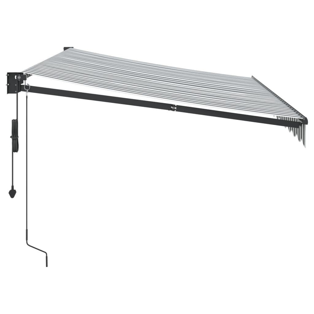 vidaXL Copertină retractabilă antracit/alb, 3,5x2,5 m, textil/aluminiu vidaXL Copertină retractabilă antracit/alb, 3,5x2,5 m, textil/aluminiu
