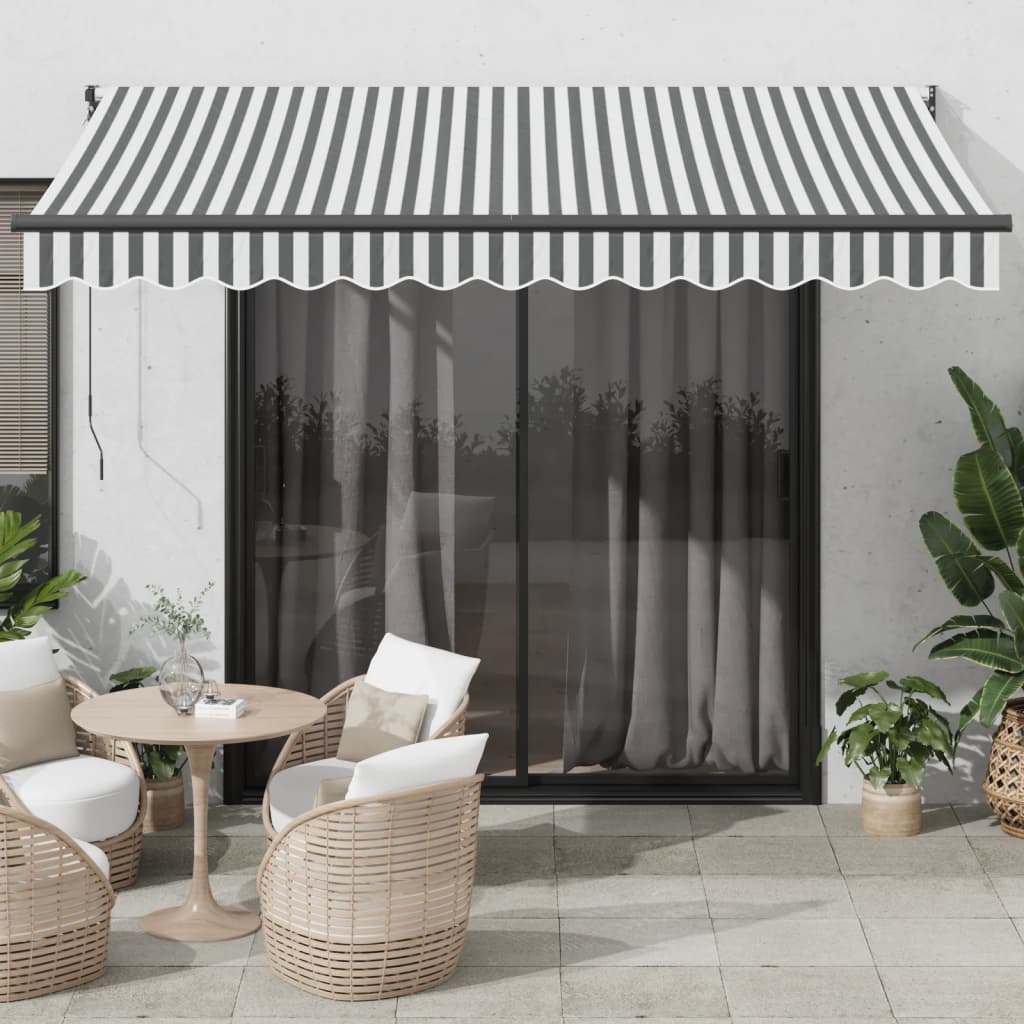 vidaXL Copertină retractabilă antracit/alb, 3,5x2,5 m, textil/aluminiu vidaXL Copertină retractabilă antracit/alb, 3,5x2,5 m, textil/aluminiu