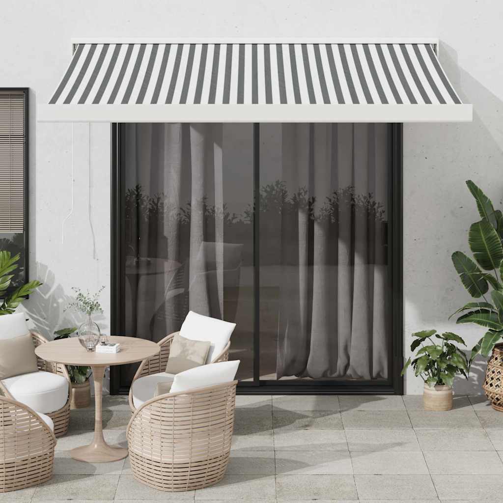 vidaXL Copertină retractabilă antracit/alb, 3,5x2,5 m, textil/aluminiu vidaXL Copertină retractabilă antracit/alb, 3,5x2,5 m, textil/aluminiu