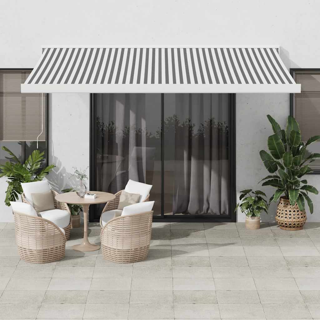 vidaXL Copertină retractabilă antracit/alb, 4x3 m, textil/aluminiu vidaXL Copertină retractabilă antracit/alb, 4x3 m, textil/aluminiu