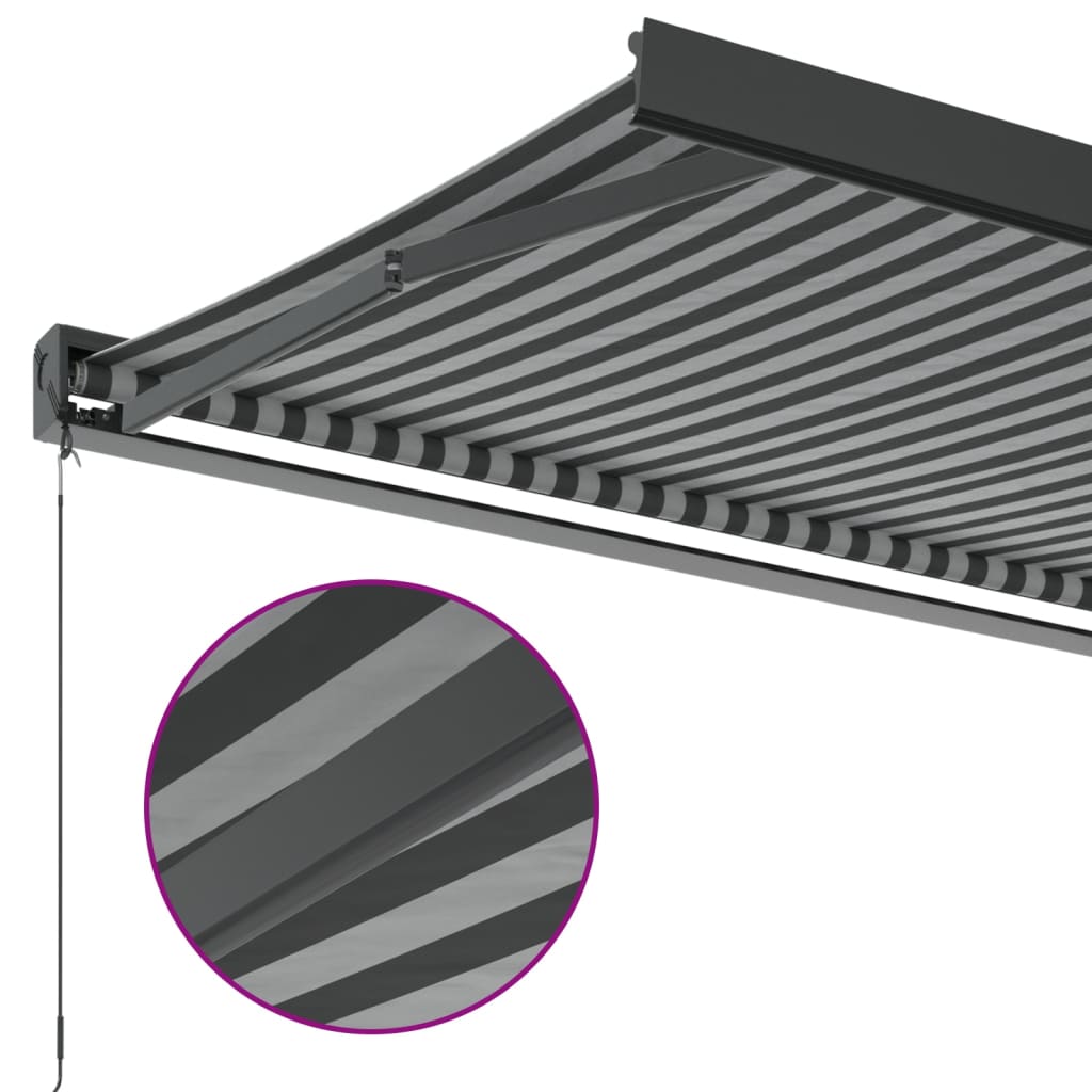 vidaXL Copertină retractabilă antracit/alb, 5x3 m, textil/aluminiu