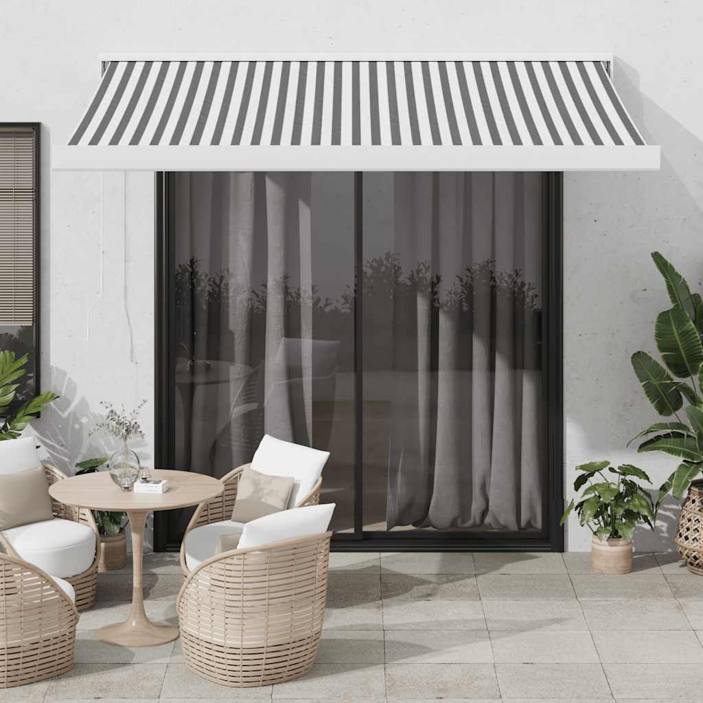 vidaXL Copertină retractabilă antracit/alb, 3x2,5 m, textil/aluminiu vidaXL Copertină retractabilă antracit/alb, 3x2,5 m, textil/aluminiu