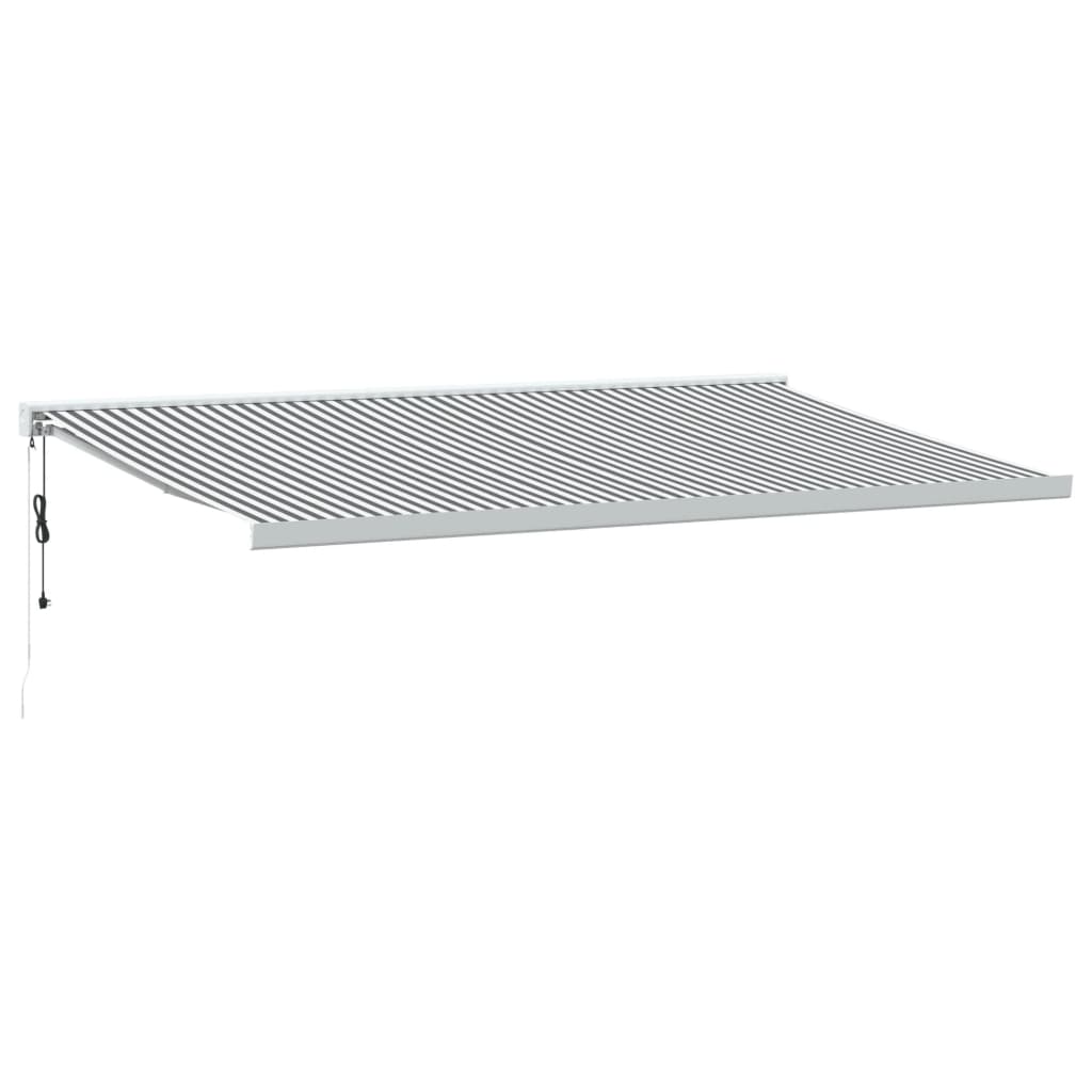 vidaXL Copertină retractabilă antracit/alb, 5x3 m, textil/aluminiu