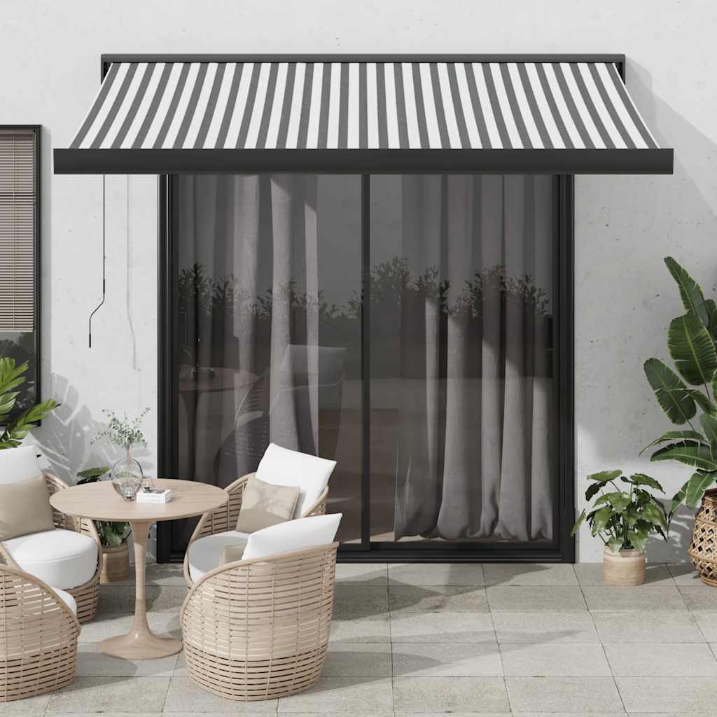vidaXL Copertină retractabilă antracit/alb, 3x2,5 m, textil/aluminiu vidaXL Copertină retractabilă antracit/alb, 3x2,5 m, textil/aluminiu