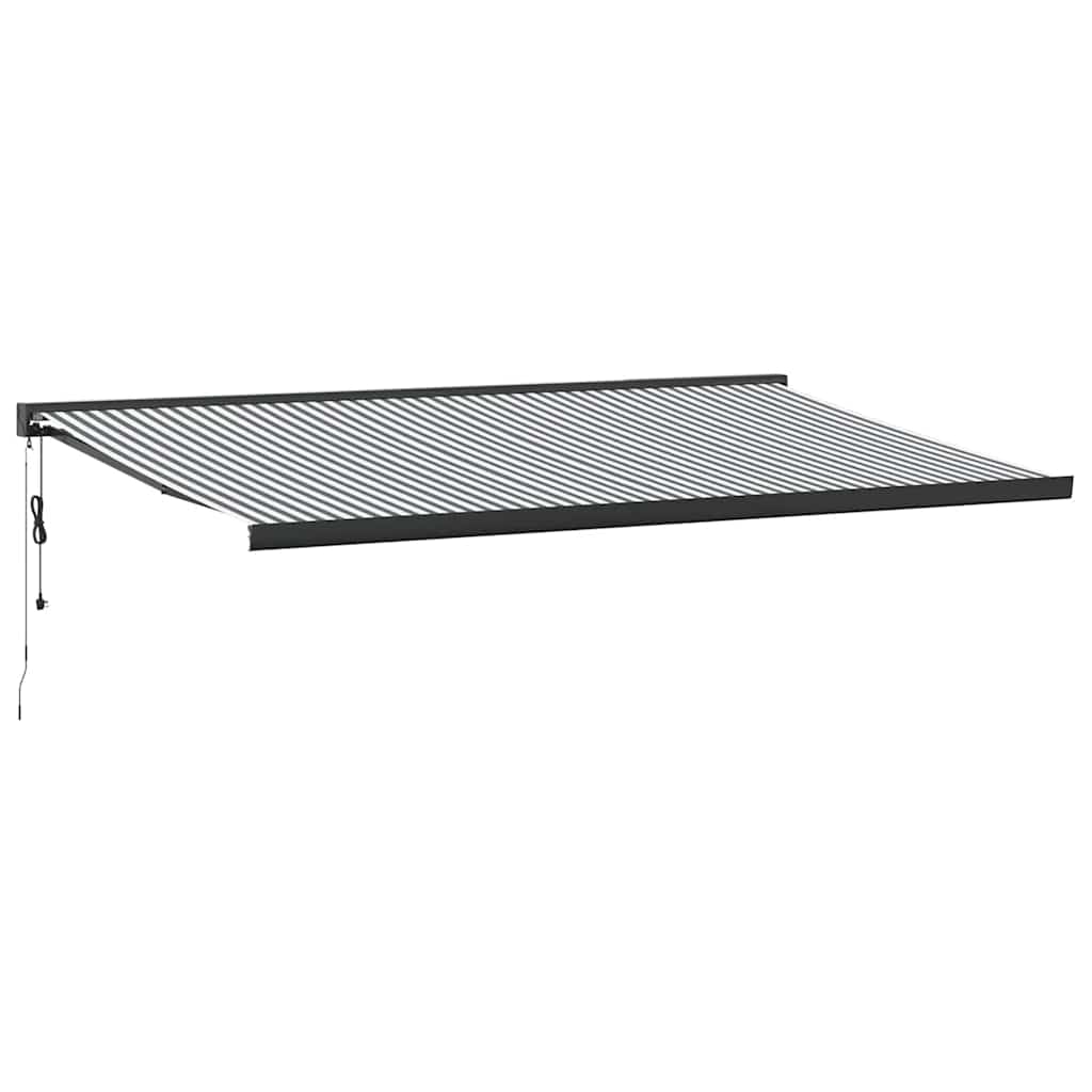 vidaXL Copertină retractabilă antracit/alb, 5x3 m, textil/aluminiu