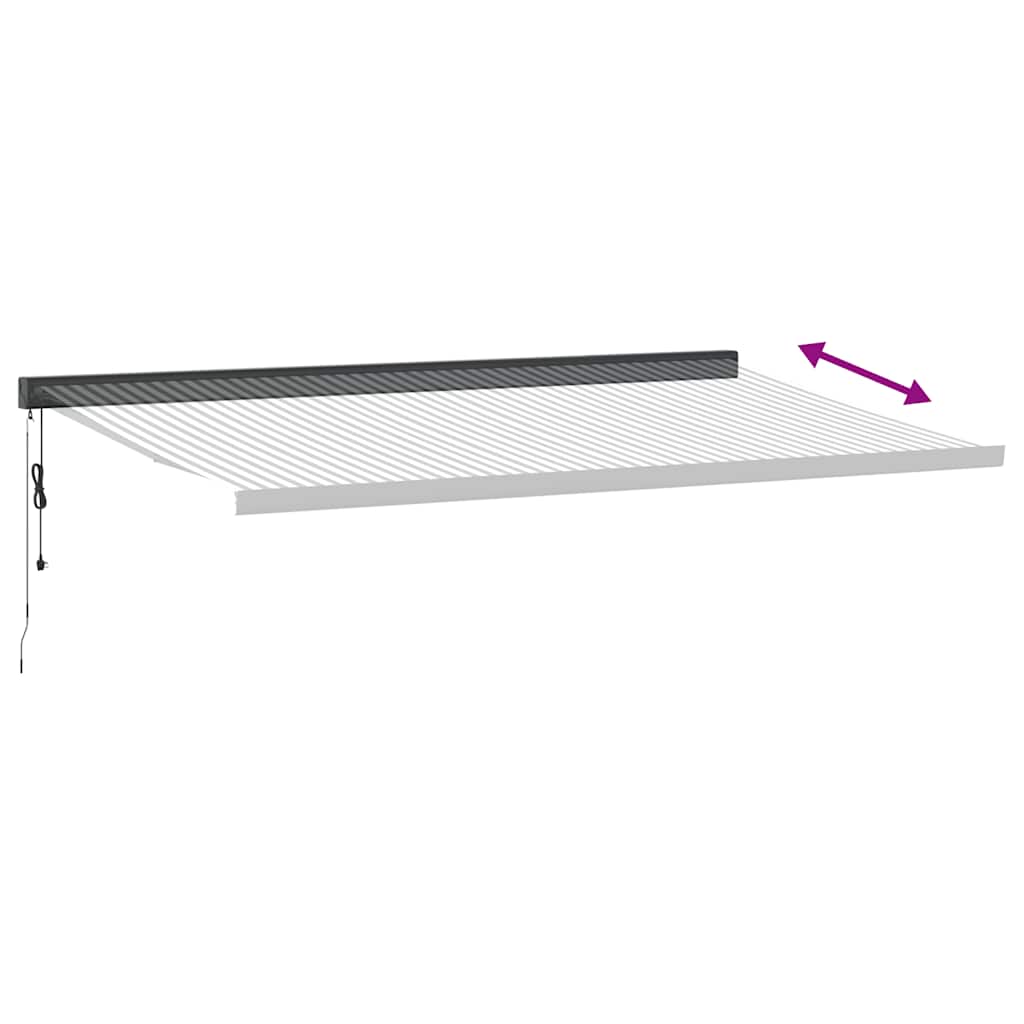 vidaXL Copertină retractabilă antracit/alb, 5x3 m, textil/aluminiu