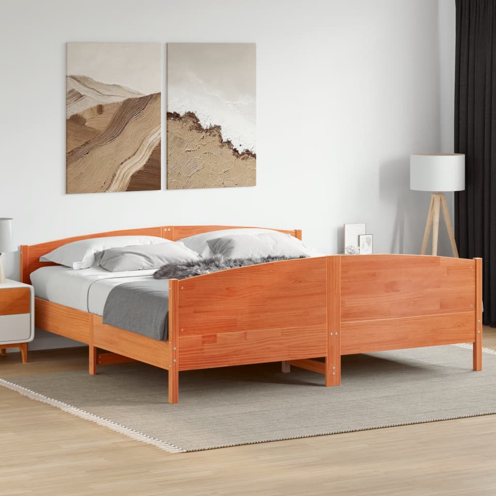 vidaXL Cadru de pat fără saltea, maro ceruit 180x200 cm lemn masiv pin vidaXL Cadru de pat fără saltea, maro ceruit 180x200 cm lemn masiv pin