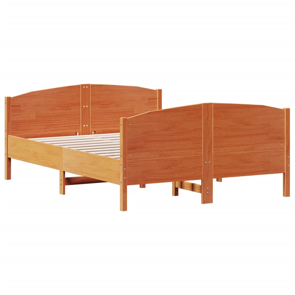 vidaXL Cadru de pat fără saltea, maro ceruit 150x200 cm lemn masiv pin vidaXL Cadru de pat fără saltea, maro ceruit 150x200 cm lemn masiv pin