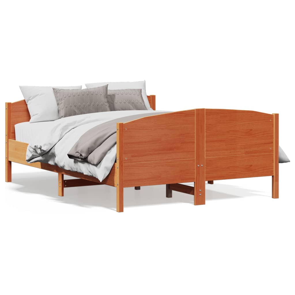vidaXL Cadru de pat fără saltea, maro ceruit 140x200 cm lemn masiv pin vidaXL Cadru de pat fără saltea, maro ceruit 140x200 cm lemn masiv pin