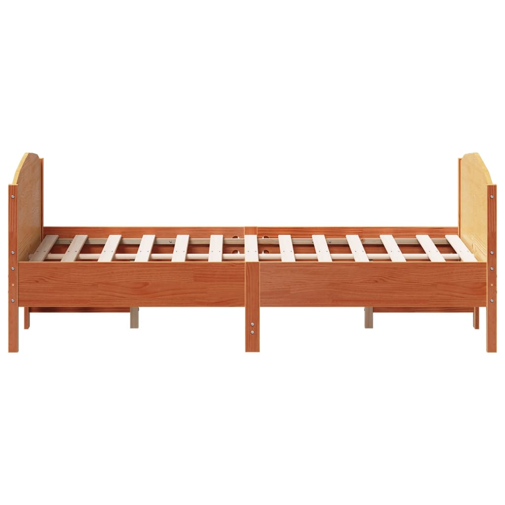 vidaXL Cadru de pat fără saltea, maro ceruit 140x200 cm lemn masiv pin vidaXL Cadru de pat fără saltea, maro ceruit 140x200 cm lemn masiv pin