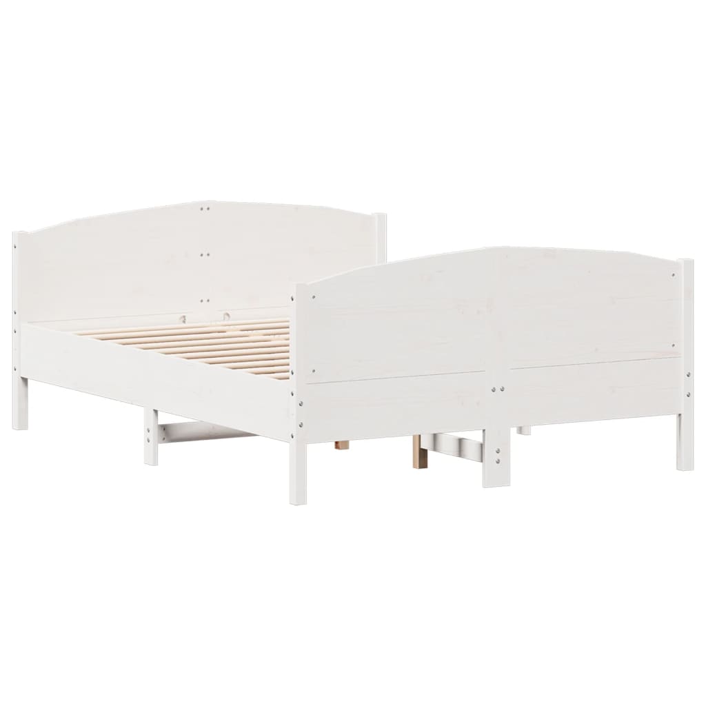 vidaXL Cadru de pat fără saltea, alb, 140x190 cm, lemn masiv de pin vidaXL Cadru de pat fără saltea, alb, 140x190 cm, lemn masiv de pin