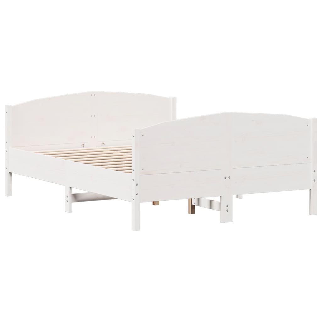 vidaXL Cadru de pat fără saltea, alb, 140x190 cm, lemn masiv de pin vidaXL Cadru de pat fără saltea, alb, 140x190 cm, lemn masiv de pin
