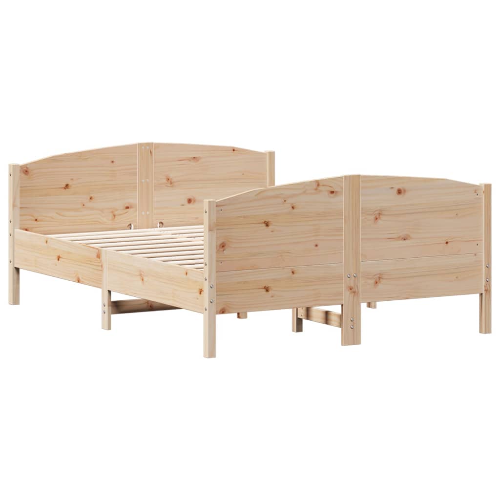 vidaXL Cadru de pat fără saltea, 135x190 cm, lemn masiv de pin vidaXL Cadru de pat fără saltea, 135x190 cm, lemn masiv de pin