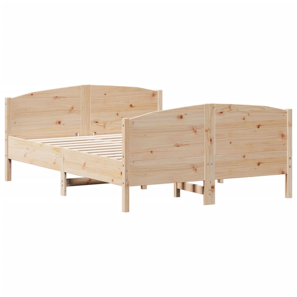 vidaXL Cadru de pat fără saltea, 135x190 cm, lemn masiv de pin vidaXL Cadru de pat fără saltea, 135x190 cm, lemn masiv de pin
