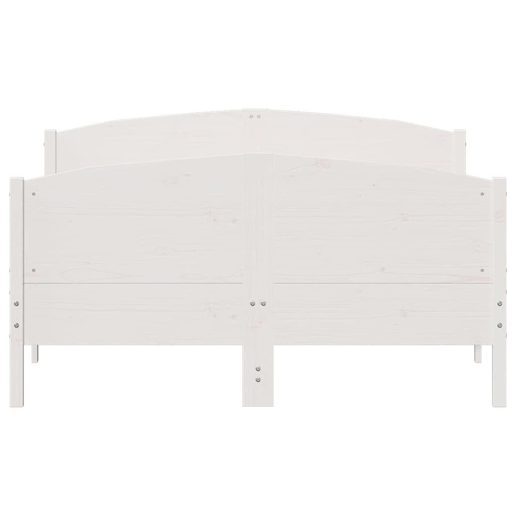 vidaXL Cadru de pat fără saltea, alb, 135x190 cm, lemn masiv de pin