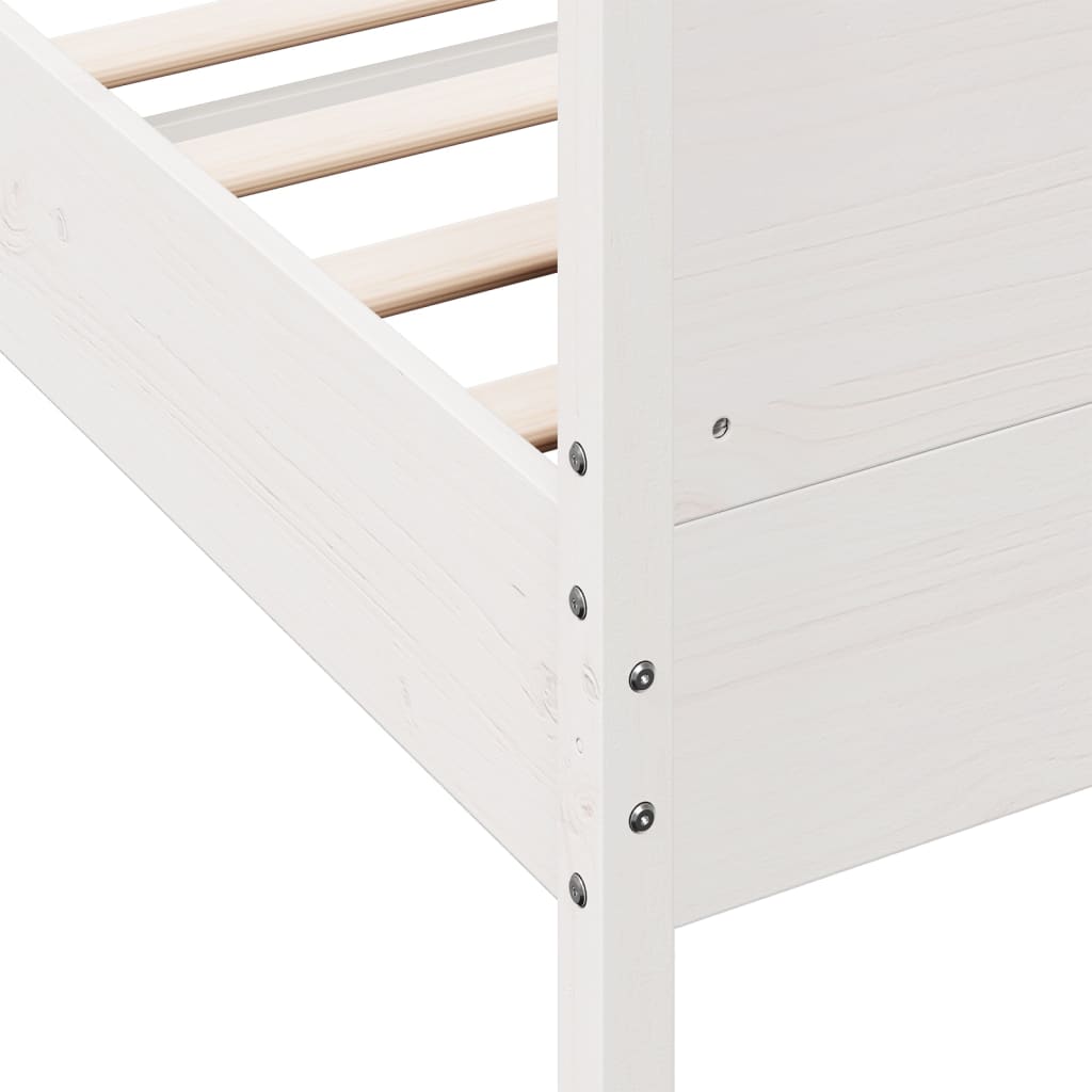 vidaXL Cadru de pat fără saltea, alb, 135x190 cm, lemn masiv de pin