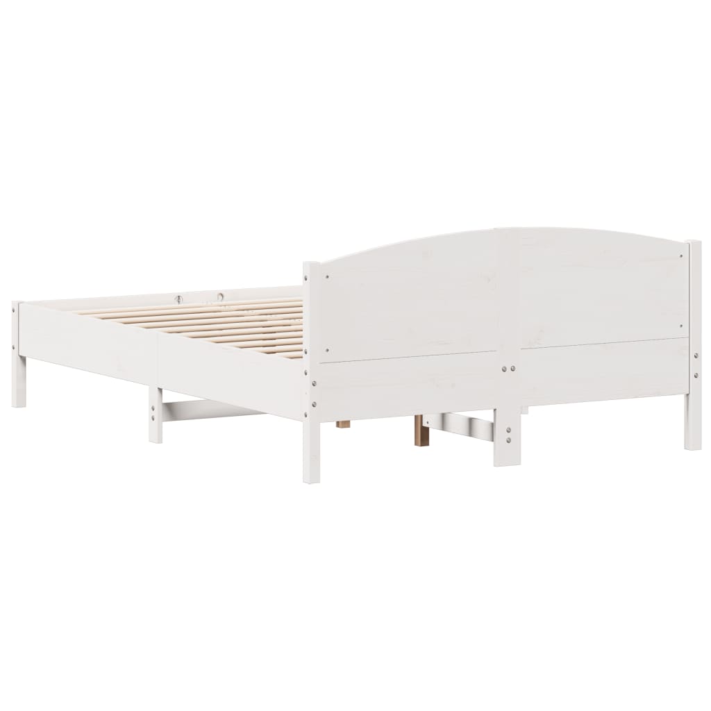 vidaXL Cadru de pat fără saltea, alb, 150x200 cm, lemn masiv pin vidaXL Cadru de pat fără saltea, alb, 150x200 cm, lemn masiv pin