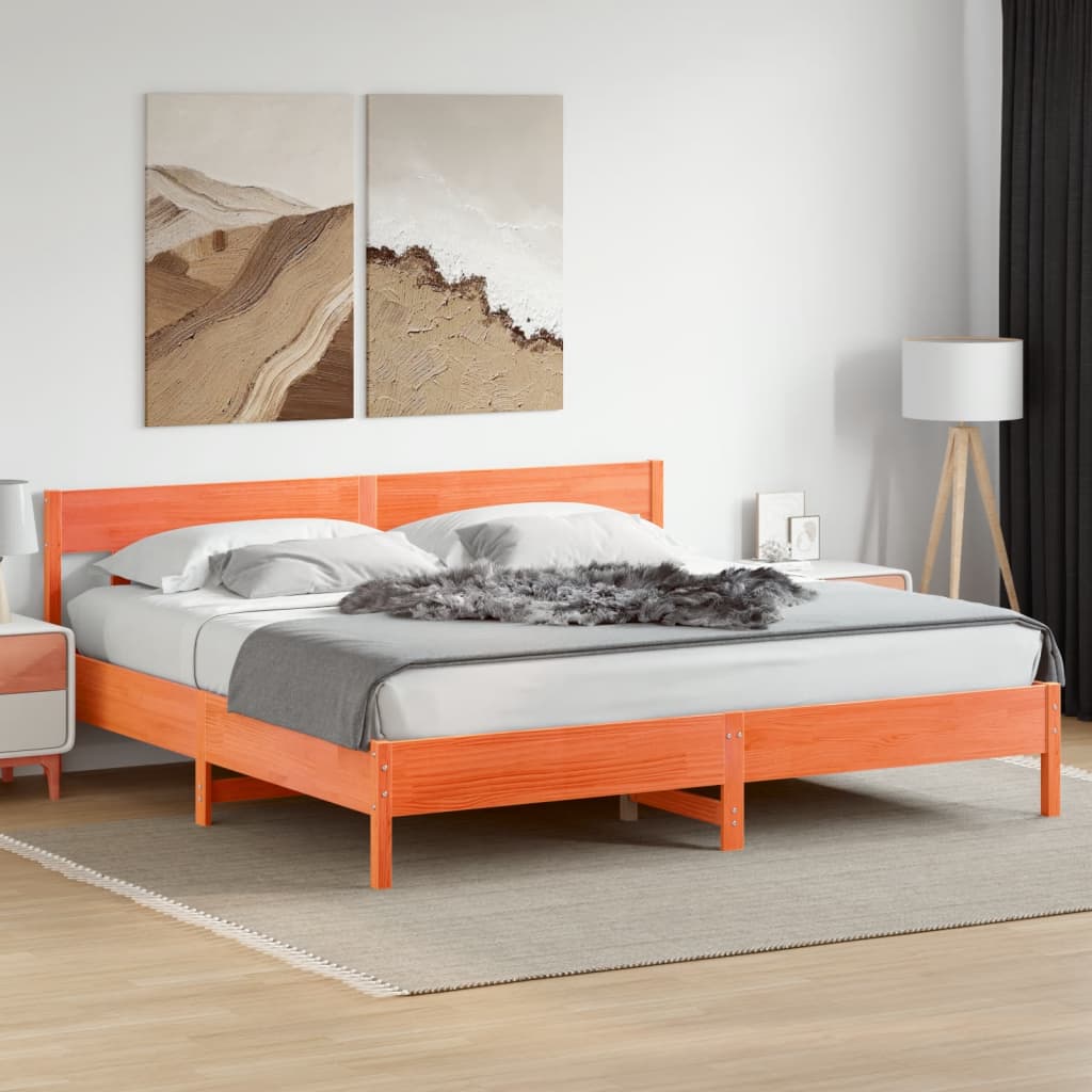 vidaXL Cadru de pat fără saltea, maro ceruit 180x200 cm lemn masiv pin vidaXL Cadru de pat fără saltea, maro ceruit 180x200 cm lemn masiv pin