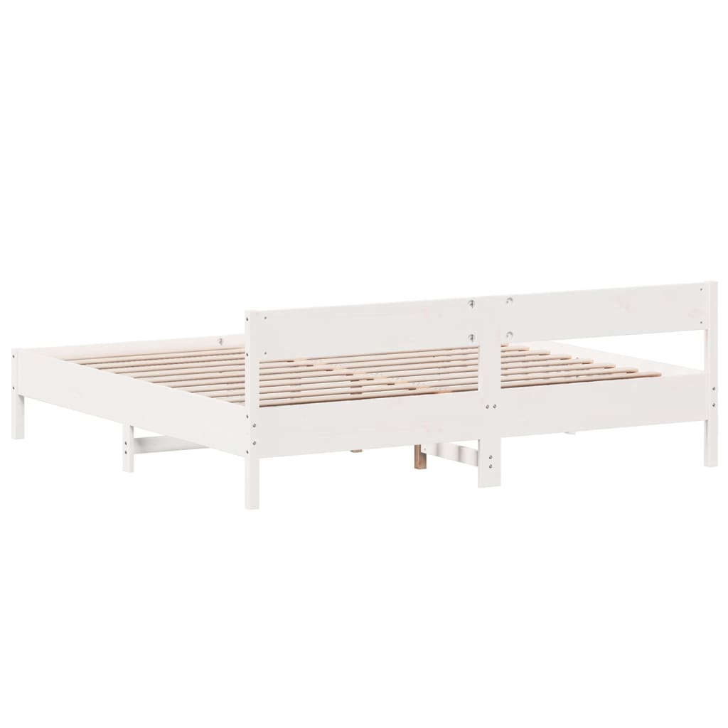 vidaXL Cadru de pat fără saltea, alb, 180x200 cm, lemn masiv pin vidaXL Cadru de pat fără saltea, alb, 180x200 cm, lemn masiv pin
