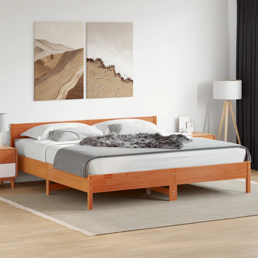 vidaXL Cadru de pat fără saltea, maro ceruit 180x200 cm lemn masiv pin vidaXL Cadru de pat fără saltea, maro ceruit 180x200 cm lemn masiv pin